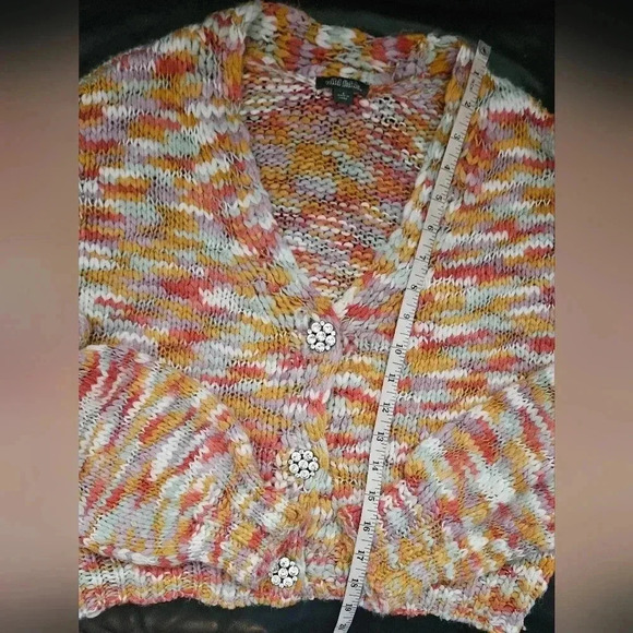 Wild Fable Target Rhinestone Cropped Chunky Knit Boho Tween Sweater Cardi Small - Picture 8 of 8